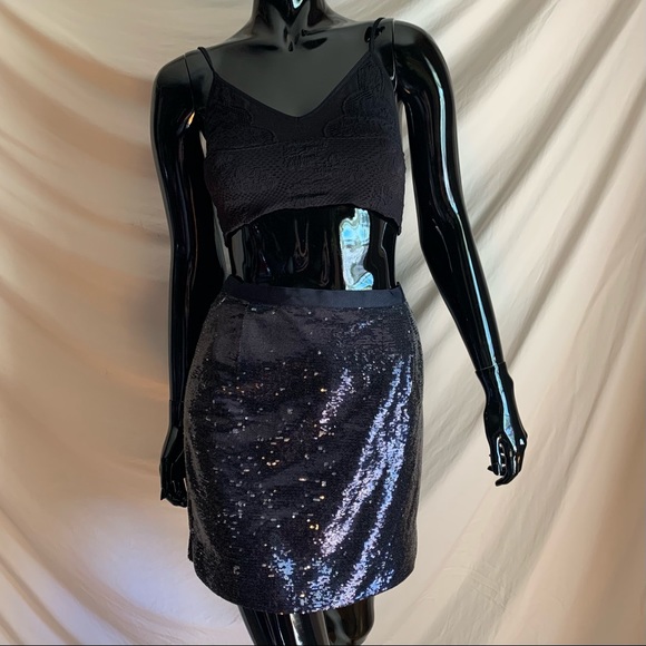JCREW indigo sequin mini skirt.